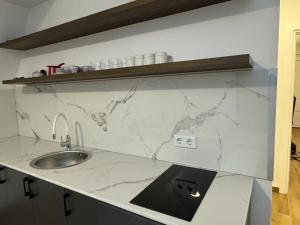 a kitchen with a sink and a counter top at Cupcake Apartments in Šišava