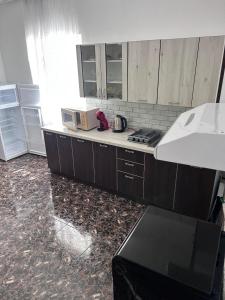 a kitchen with a stove and a counter top at Casa Hrincescu in Baia Nouă +12 photos