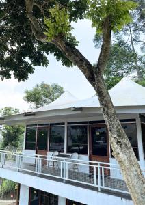 a house with a tree in front of it at De Pointé Resort & Resto in Campaka