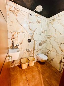 a bathroom with a sink and a toilet at Hotel City Palace in Ooty