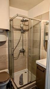 モンペリエにあるStudio Soleil et Verdure - Montpellier Celleneuveの浴室のガラス扉付きシャワー