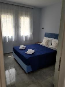 Postel nebo postele na pokoji v ubytování Crete Rethymnon pool and sea view Blue Horizon + 57 fotografií