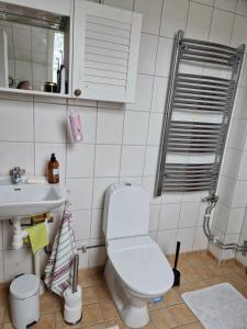 Koupelna v ubytování Naturnära enkel rum B&B i Uppsala Ramstalund
