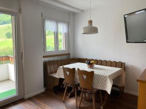TV a/nebo společenská místnost v ubytování Ferienwohnung Alpen-Zauber Leukerbad