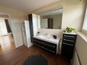 a bathroom with a sink and a mirror at rs44 Apartments über den Dächern von Bregenz in Bregenz +30 photos