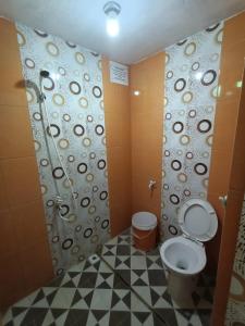 ein Badezimmer mit Toilette und Dusche in der Unterkunft AAL Homestay in Sabang