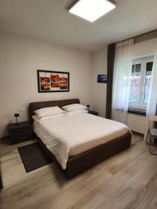a bedroom with a large bed and a window at Bergamo - La Casa Di Gianna in Nembro