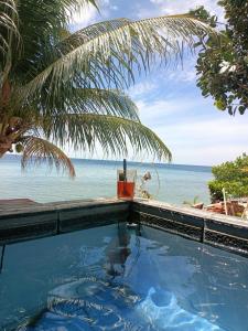 ein Swimmingpool mit Blick auf das Meer in der Unterkunft AAL Homestay in Sabang