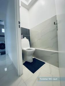 a bathroom with a toilet and a shower at Appartement parisien neuf, moderne avec une grande salon, 2 chambres, 3 lits, parking gratuit, 15min de Paris et 13 min aéroport Orly in Vitry-sur-Seine +53 photos