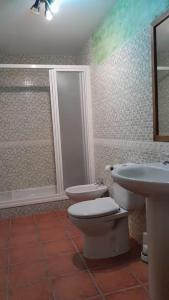 a bathroom with a toilet and a sink at Casas Rurales Mi Reja B in Santa María de Riaza