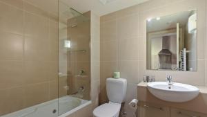 a bathroom with a toilet and a sink and a shower at Chalet Hotham 8 in Mount Hotham
