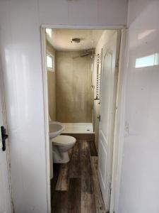 a bathroom with a toilet and a sink at Accessible Norton road in Stockton-on-Tees +11 photos