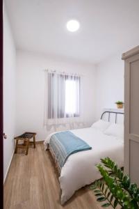biała sypialnia z łóżkiem i oknem w obiekcie Casa Abuela Toña by Huskalia - city center w mieście Los Llanos de Aridane