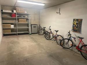 a group of bikes parked in a garage at Appartamento Luigi in Alba Adriatica