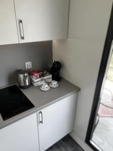 Kuchyň nebo kuchyňský kout v ubytování TINY HOUSE mezi sklepy