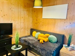 TV a/nebo společenská místnost v ubytování Stella's Holzchalet