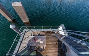 an aerial view of the deck of a boat in the water at Waterfront in Olpenitz