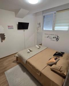 Postel nebo postele na pokoji v ubytování Apartman Muzika Jagodina