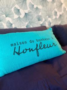 a pillow with the name of a room on it at le chemin de la nature in Équemauville