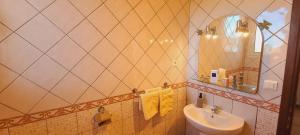 une salle de bain avec un lavabo et un miroir dans l'établissement Villa A Sulana, à Canale-di-Verde 6 autres photos