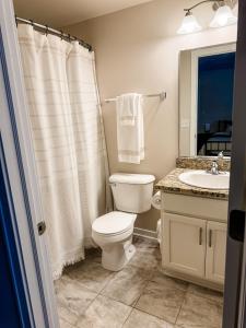 プリマスにあるElegant & Modern Plymouth 3-bed 25-bath Townhomeのトイレと洗面台付きのバスルーム