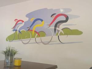 a painting of flamingos on a wall at Albergue de Lújar in Lújar