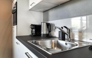 une cuisine avec un évier en acier inoxydable dans une cuisine dans l'établissement 2 Bedroom Beautiful Home In Stavenisse, à Stavenisse
