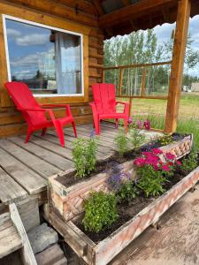 Un jardín fuera de Dry Log Cabin with Mountain Views