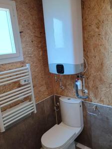 a bathroom with a white toilet and a window at Gîte Bleu Confort et Nature in Sennecey-le-Grand +8 photos