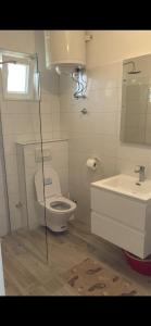 ein Badezimmer mit Toilette und Waschbecken in der Unterkunft Giovani in Murter