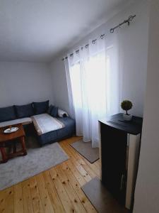un salon avec un canapé et une table dans l'établissement Sofia apartman, à Kolašin