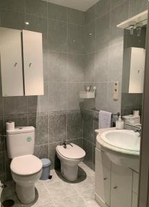 a bathroom with a toilet and a sink at Habitación individual in Madrid