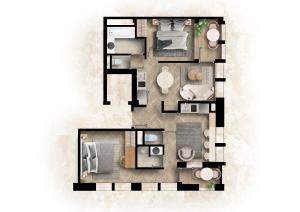 a rendering of a floor plan of a house at Quartier Libre Opera in Paris