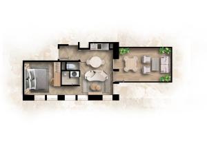 a floor plan of a bedroom apartment at Quartier Libre Opera in Paris