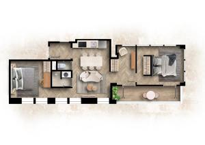 a drawing of a floor plan of a house at Quartier Libre Opera in Paris