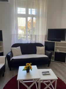 a living room with a couch and a table at Apartment Milijana in Subotica +20 photos