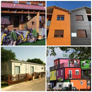 cztery różne zdjęcia domu i roweru w obiekcie Spa Natura Resort w mieście Peñíscola