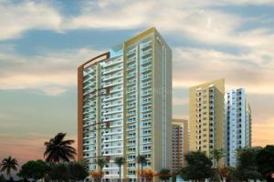 a rendering of a tall building with palm trees at ATS Grand Casa 02 in Greater Noida