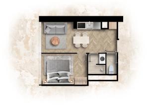aometric view of a floor plan of a house at Quartier Libre Opera in Paris