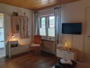 TV a/nebo společenská místnost v ubytování Ferienwohnung Picidae 55172