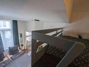 a bedroom with a bunk bed with a ladder at Gemütliches Apartment am Rhein 2 in Koblenz
