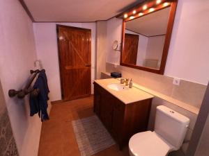 un bagno con lavandino, WC e specchio di Charming Canarian House at Villa Lila a Puerto de la Cruz Altre 16 foto