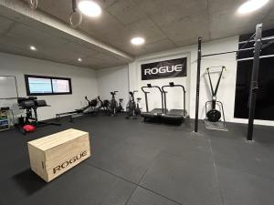a gym with several exercise bikes and a box at Franceschini in Ghisonaccia