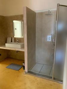 a bathroom with a shower and a sink at la villa dell'orologio in Santa Croce sullʼ Arno