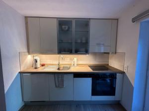 a kitchen with a sink and a counter top at Casa sul ruscello - piano terra Casa Gauguin in Arcegno +8 photos