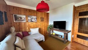 a living room with a couch and a television at A casa di Martina - CIR 0051 in Aosta