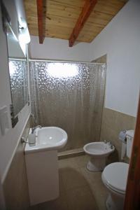 a bathroom with a sink and a toilet and a shower at Las Mentas in Victoria