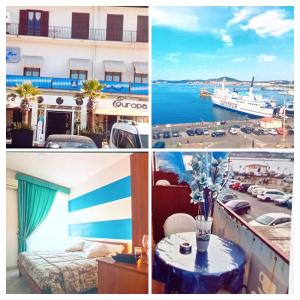 a collage of photos of a hotel and a harbor at Relais Vista Mare in Pozzuoli