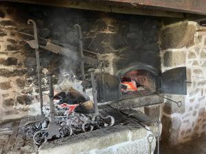 LaprugneにあるMaison de charme à la montagne avec animaux admis - FR-1-489-184のレンガ造りのオーブン