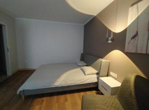 Postel nebo postele na pokoji v ubytování Motyl studio Bytom
